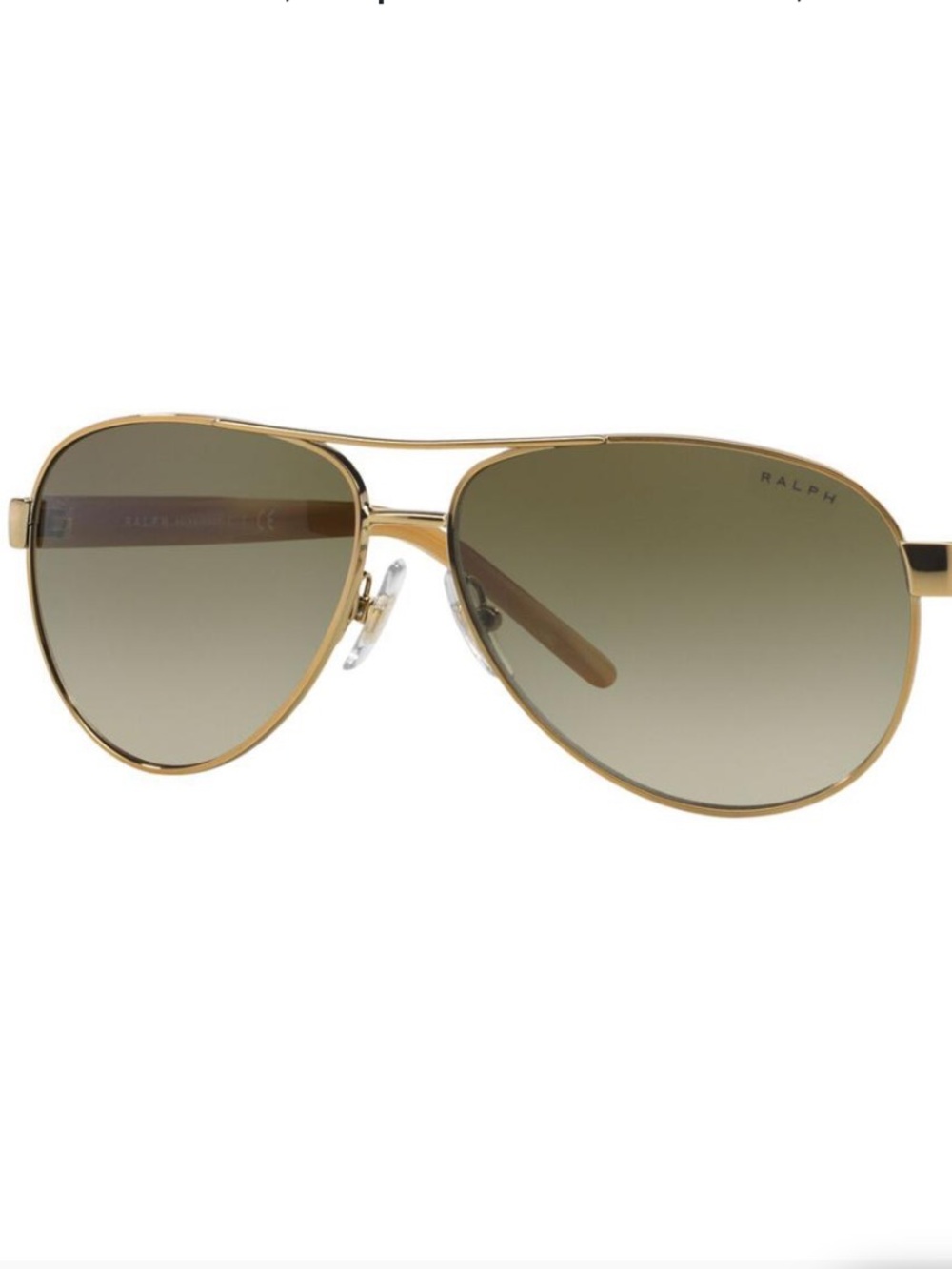 Ralph Lauren Gold Frame Aviator Sunglasses with Green Gradient Lenses